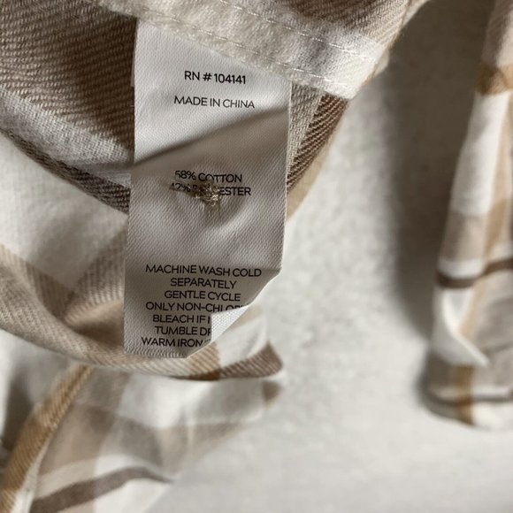 Alpine Design Flannel Shirt Women's Small White Harvest Cotton Button-Up 7040 - Picture 6 of 9